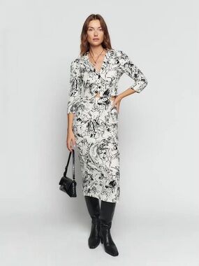 Reformation Sera Button Front Top & Midi Skirt Two Piece Set in Vogue